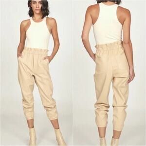 Vintage Havana Faux‎ Leather Joggers Trousers Paperbag Pants Women’s Size Large